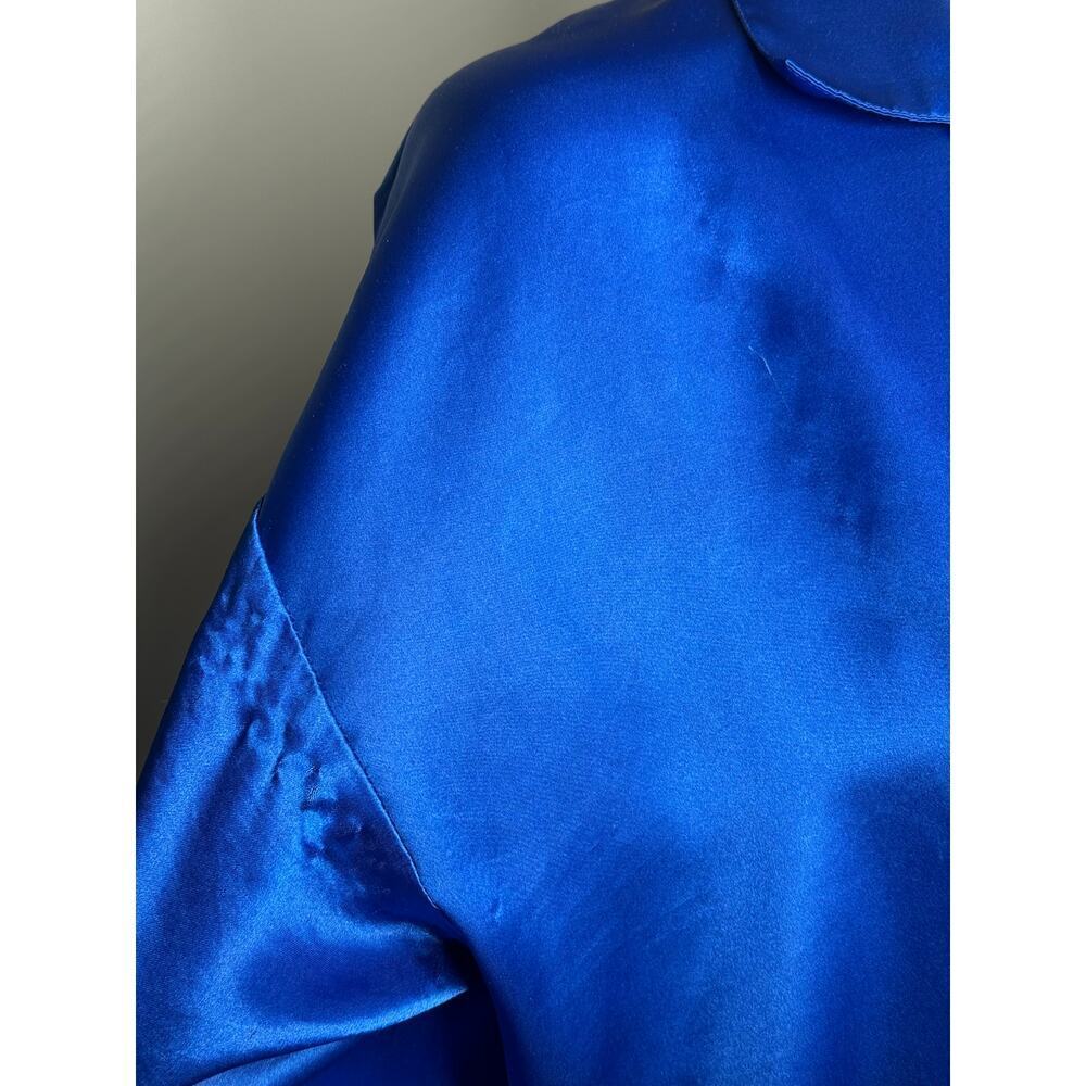 Vintage Gold Label Victoria's Secret Satin Royal Blue Lg Sleeve Nightgown Small - Picture 7 of 8
